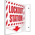 Accuform Signs® Lockout Station Projection Sign, Red/White, 8H x 8W, 1/Pack