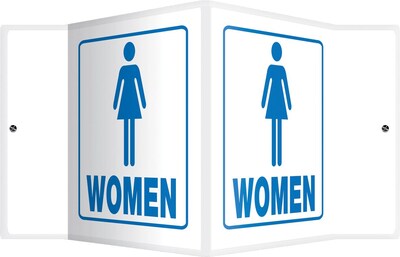 Accuform Signs® Women Restroom Projection Sign, Blue/White, 6H x 5W, 1/Pack