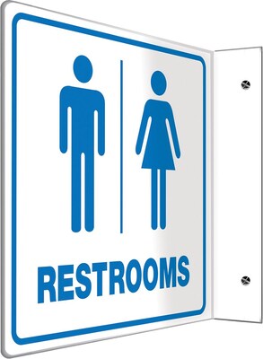 Accuform Restroom Projection Sign, Blue/White, 8H x 8W (PSP741)