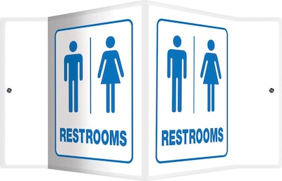 Accuform Restroom Projection Sign, Blue/White, 6H x 5W (PSP630)