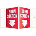 Accuform Signs® Burn Station Projection Sign, White/Red, 6H x 5W, 1/Pack