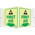 Accuform Signs® First Aid Projection Sign, Green/Black/Yellow, 6H x 5W, 1/Pack