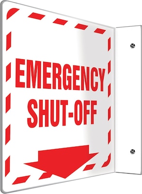Accuform Emergency Shut-Off Projection Sign, Red/White, 8H x 8W (PSP428)