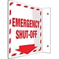 Accuform Signs® Emergency Shut-Off Projection Sign, Red/White, 8"H x 8"W, 1/Pack