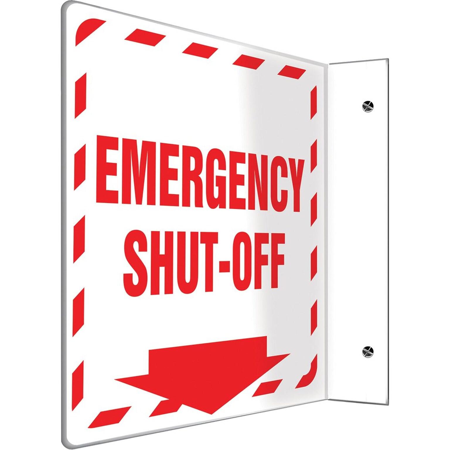 Accuform Signs® Emergency Shut-Off Projection Sign, Red/White, 8H x 8W, 1/Pack
