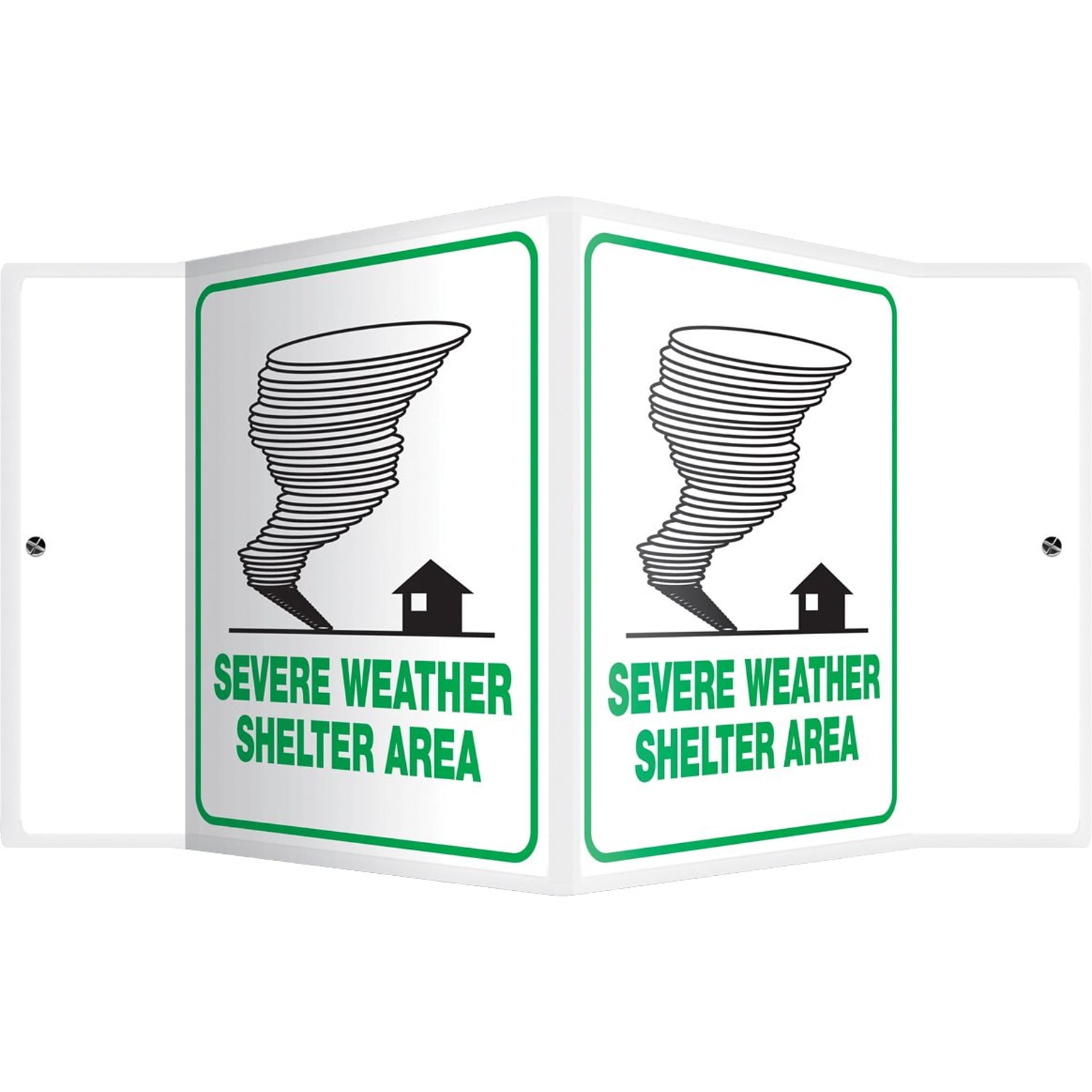 Accuform Signs® Severe Weather Shelter Area Projection Sign, Green/White, 6H x 5W, 1/Pack