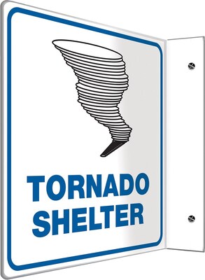Accuform Signs® Tornado Shelter Projection Sign, Black/Blue/White, 8H x 8W, 1/Pack