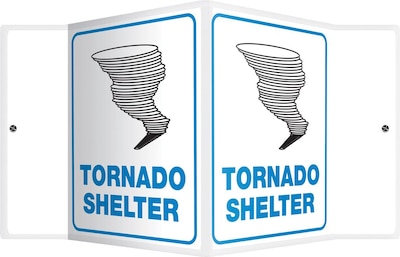 Accuform Signs® Tornado Shelter Projection Sign, Black/Blue/White, 6H x 5W, 1/Pack (PSP146)