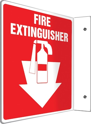 Accuform Fire Extinguisher Projection Sign, White/Red, 8H x 8W (PSP707)