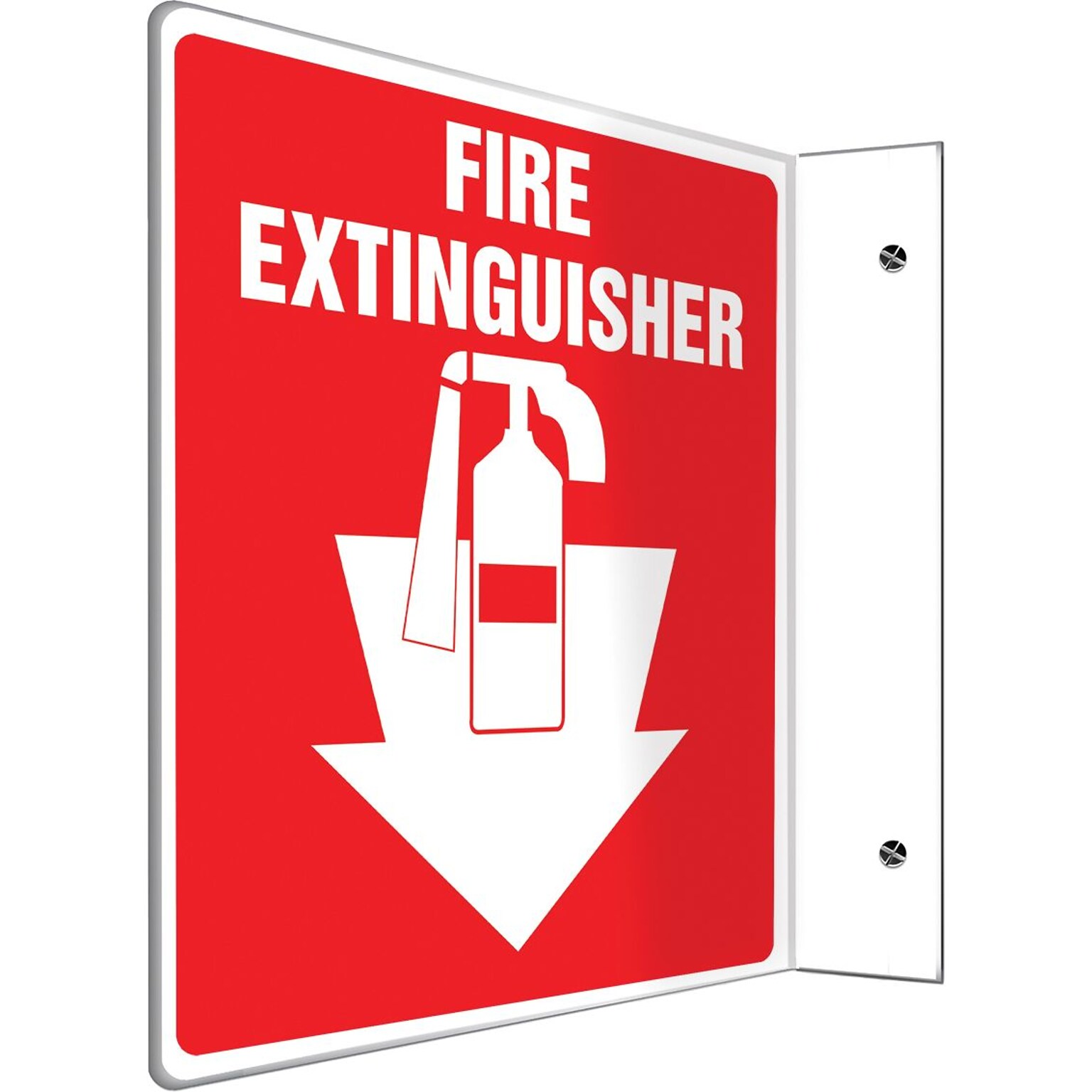 Accuform Fire Extinguisher Projection Sign, White/Red, 8H x 8W (PSP707)