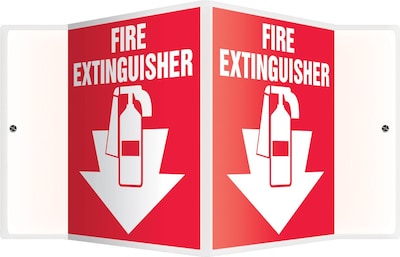 Accuform Fire Extinguisher Projection Sign, White/Red, 6H x 5W (PSP113)