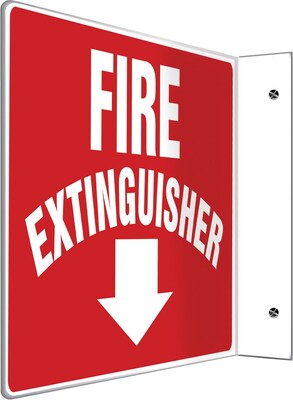 Accuform Signs® Fire Extinguisher Projection Sign, White/Red, 8H x 12W, 1/Pack (PSP219)