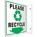 Accuform Signs® Please Recycle Projection Sign, Black/White, 8H x 8W, 1/Pack