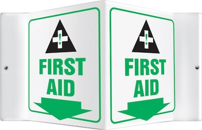 Accuform First Aid Projection Sign, Green/Black/White, 6H x 5W (PSP605)