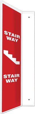 Accuform Stair Way Projection Sign, White/Red, 24H x 4W (PSP747)