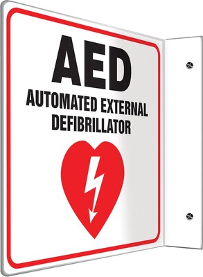 Accuform Signs® AED Projection Sign, Black/Red/White8H x 8W, 1/Pack