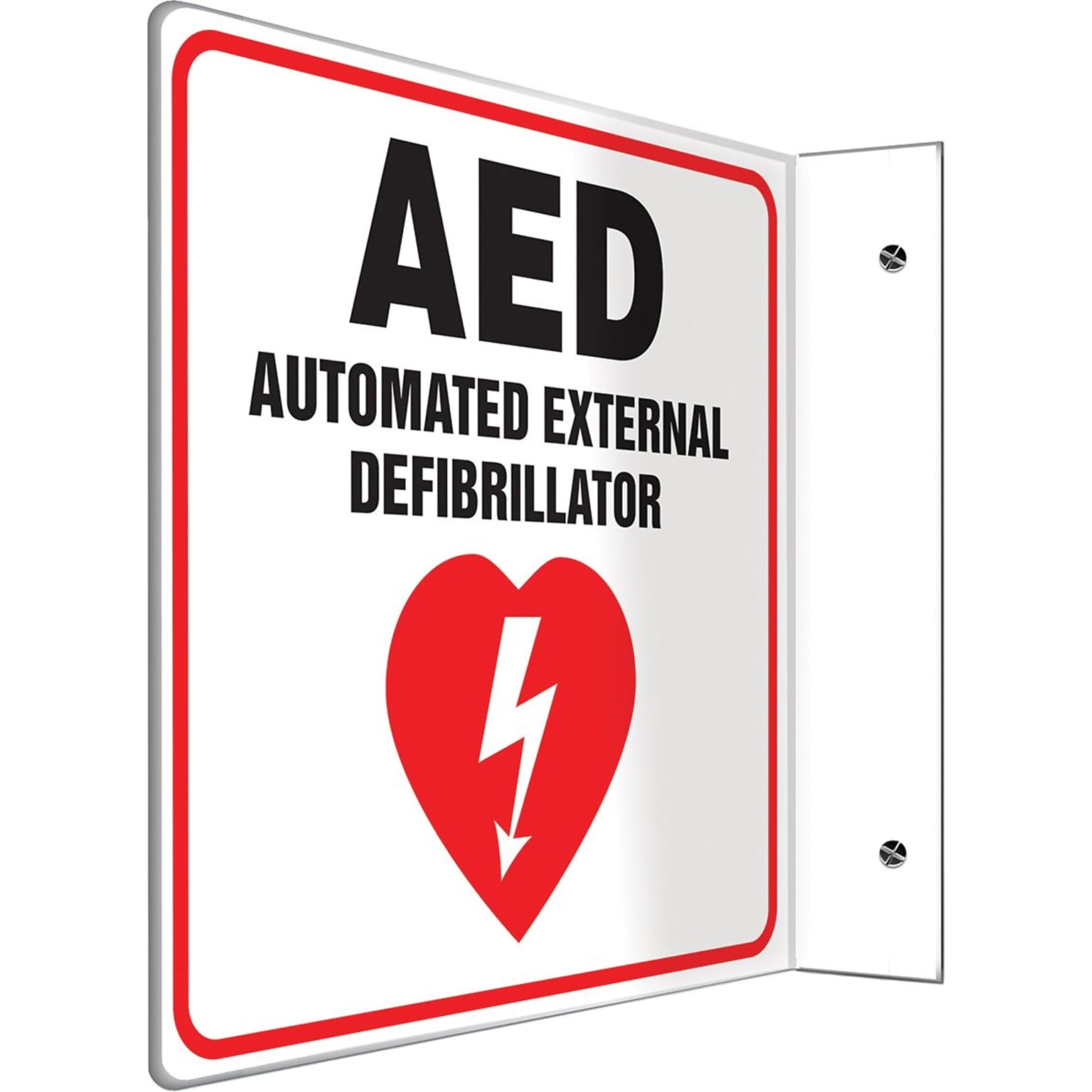 Accuform AED Projection Sign, Black/Red/White8H x 8W (PSP721)