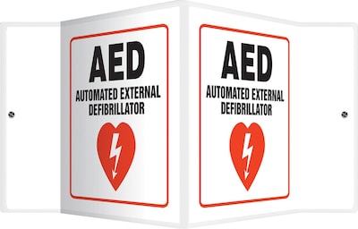 Accuform AED Automated External Defibrillator Projection Sign, Red/Black/White, 6H x 5W (PSP610)