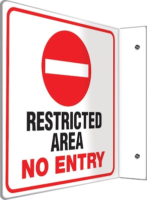 Accuform Restricted Area No Entry Projection Sign, Red/Black/White, 8H x 8W (PSP235)