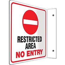 Accuform Restricted Area No Entry Projection Sign, Red/Black/White, 8H x 8W (PSP235)