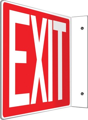 Accuform Exit Projection Sign, White/Red, 8H x 12W (PSP223) (PSP223)