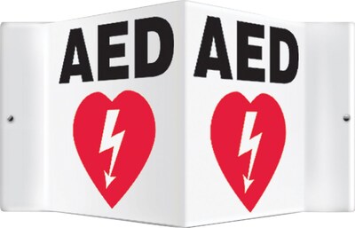 Accuform AED Projection Sign, Black/White, 6H x 5W (PSP609)