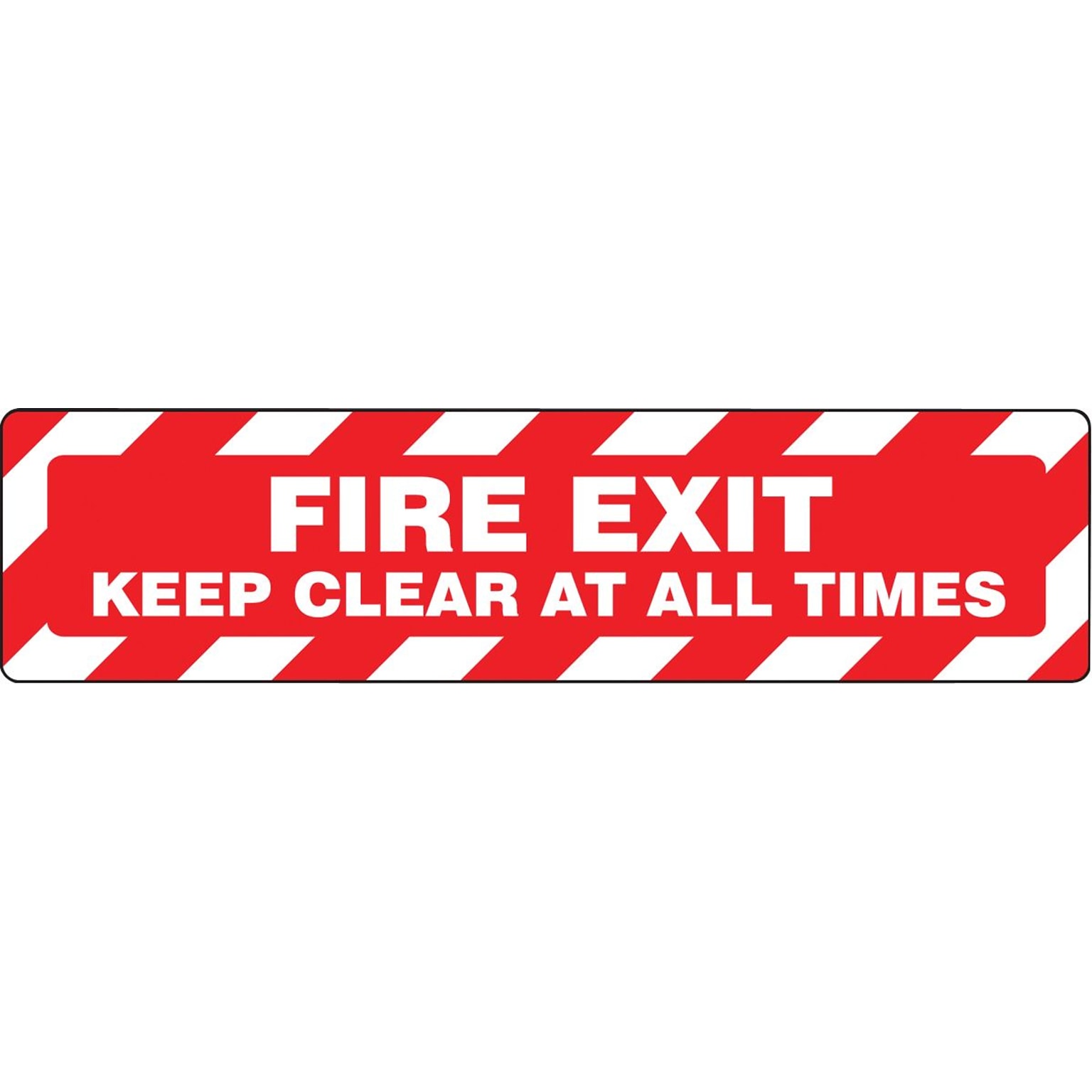 Accuform Slip-Gard FIRE EXIT KEEP CLEAR AT ALL TIMES Border Floor Sign, White/Red, 6 x 24 (PSR271)