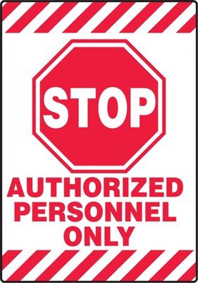 Accuform Slip-Gard STOP AUTHORIZED PERSONNEL ONLY Border Floor Sign, Red/White, 20H x 14W (PSR680)