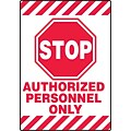 Accuform Slip-Gard STOP AUTHORIZED PERSONNEL ONLY Border Floor Sign, Red/White, 20H x 14W (PSR680)