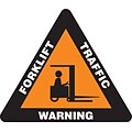 Accuform Signs® Slip-Gard™ WARNING FORKLIFT TRAFFIC Triangle Floor Sign, White/Orange/Black, 17x17
