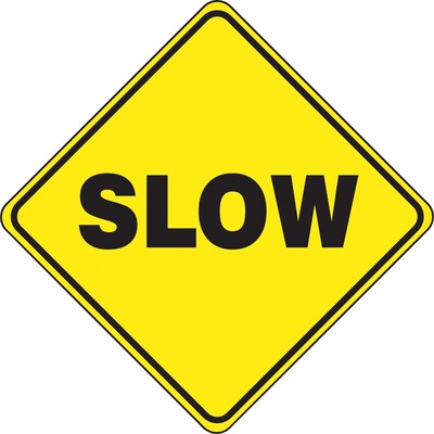 Accuform Slip-Gard SLOW Diamond Floor Sign, Black/Yellow, 17H x 17W (PSR414)