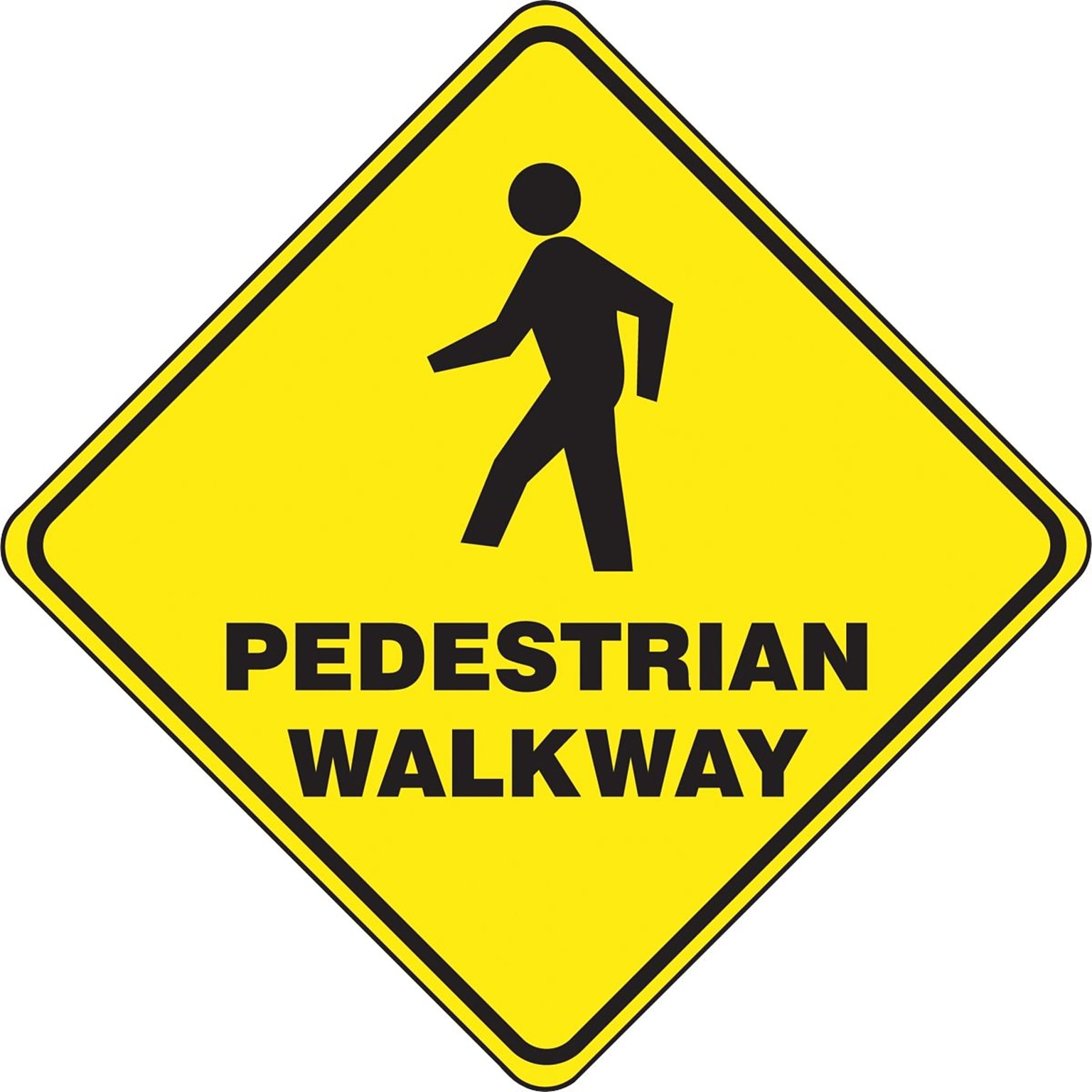 Accuform Slip-Gard PEDESTRIAN WALKWAY Diamond Floor Sign, Black/Yellow, 17H x 17W (PSR412)