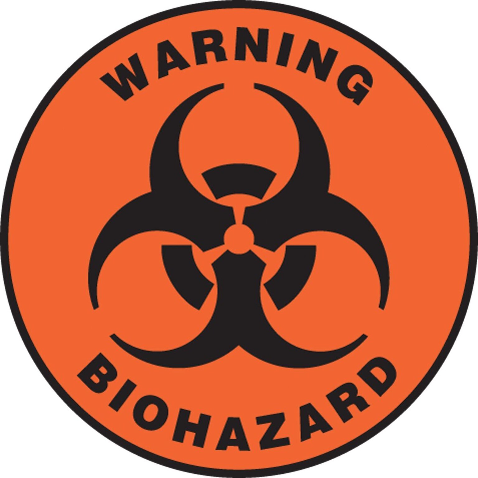 Accuform Signs® Slip-Gard™ WARNING BIOHAZARD Round Floor Sign, Black/Orange, 8Dia., 1/Pack