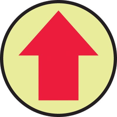 Accuform Slip-Gard Arrow Pictorial Round Floor Sign, Red/Yellow, 8Dia. (MFS871)