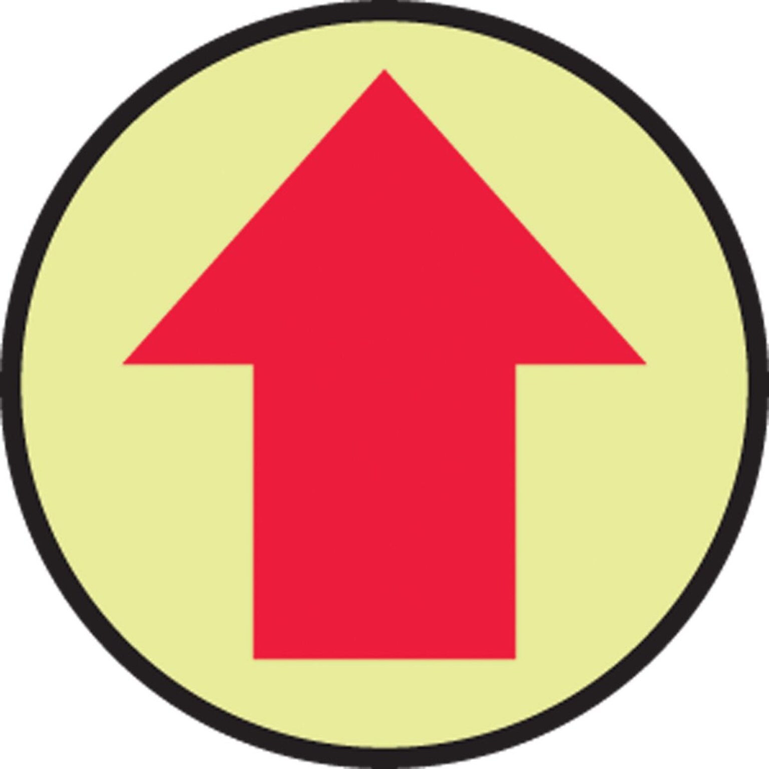 Accuform Slip-Gard Arrow Pictorial Round Floor Sign, Red/Yellow, 8Dia. (MFS871)