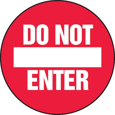 Accuform Slip-Gard DO NOT ENTER Round Floor Sign, White/Red, 17Dia. (MFS2517)