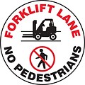 Accuform Slip-Gard FORKLIFT LANE NO PEDESTRIANS Round Floor Sign, Black/Red/White, 17Dia. (MFS747)