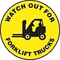 Accuform Slip-Gard WATCH OUT FOR FORK LIFT TRAFFIC Round Floor Sign, Black/Yellow, 17"Dia. (MFS706)