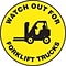 Accuform Slip-Gard WATCH OUT FOR FORK LIFT TRAFFIC Round Floor Sign, Black/Yellow, 17Dia. (MFS706)