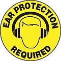 Accuform Signs® Slip-Gard™ EAR PROTECTION REQUIRED Round Floor Sign, Black/Yellow, 17Dia., 1/Pack