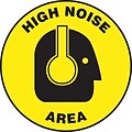 Accuform Signs® Slip-Gard™ HIGH NOISE AREA Round Floor Sign, Black/Yellow, 8Dia., 1/Pack