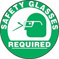 Accuform Signs® Slip-Gard™ SAFETY GLASSES REQUIRED Round Floor Sign, White/Green, 17Dia., 1/Pack