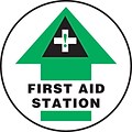 Accuform Signs® Slip-Gard™ FIRST AID STATION Round Floor Sign, Black/Green/White, 17Dia., 1/Pack (MFS2117)
