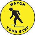 Accuform Signs® Slip-Gard™ WATCH YOUR STEP Round Floor Sign, Black/Yellow, 17Dia., 1/Pack (MFS1517)