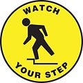 Accuform Signs® Slip-Gard™ WATCH YOUR STEP Round Floor Sign, Black/Yellow, 8Dia., 1/Pack (MFS1508)