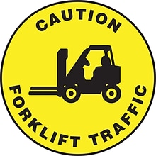 Accuform Signs® Slip-Gard™ CAUTION FORKLIFT TRAFFIC Round Floor Sign, Black/Yellow, 17Dia., 1/Pack