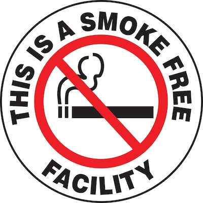 Accuform Slip-Gard THIS IS A SMOKE FREE FACILITY Round Floor Sign, Black/Red/White, 17Dia. (MFS774)