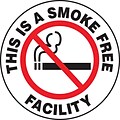 Accuform Slip-Gard THIS IS A SMOKE FREE FACILITY Round Floor Sign, Black/Red/White, 17Dia. (MFS774)