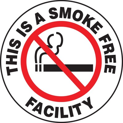 Accuform Slip-Gard THIS IS A SMOKE FREE FACILITY Round Floor Sign, Black/Red/White, 8Dia. (MFS861)