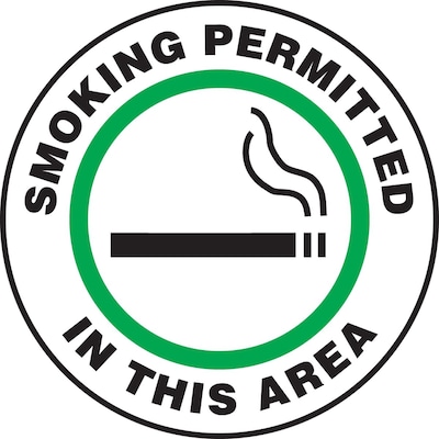Accuform Slip-Gard SMOKING PERMITTED IN THIS AREA Round Floor Sign, Green, 17Dia. (MFS732)